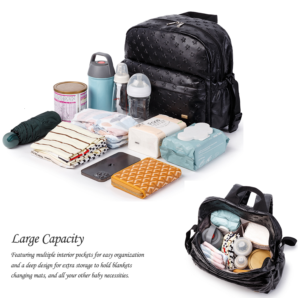 Diaper Bags Soboba for Mummy PU Waterproof Large Capacity Nappy Changing Hanging on Stroller 3D Star Pattern 230328