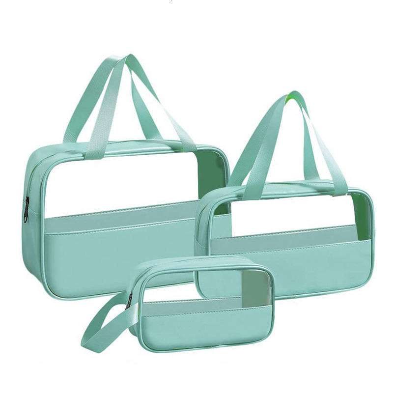 Cosmetic Bags Cases Patchwork Makeup Storag Translucent Large Capacity Bath Waterproof Travel Storage Light Blue 230328