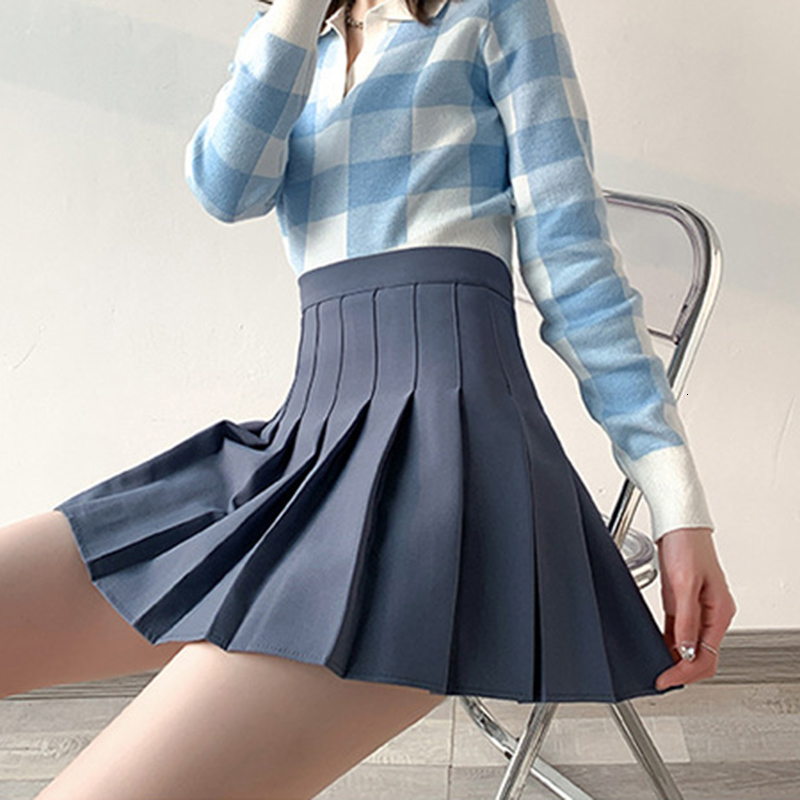 Skirts WAYOFLOVE All Season Women's Pleated Skiing White High Waist Y2K A-line Kawaii Women's School Sexy Mini Pleated Skiing 230404