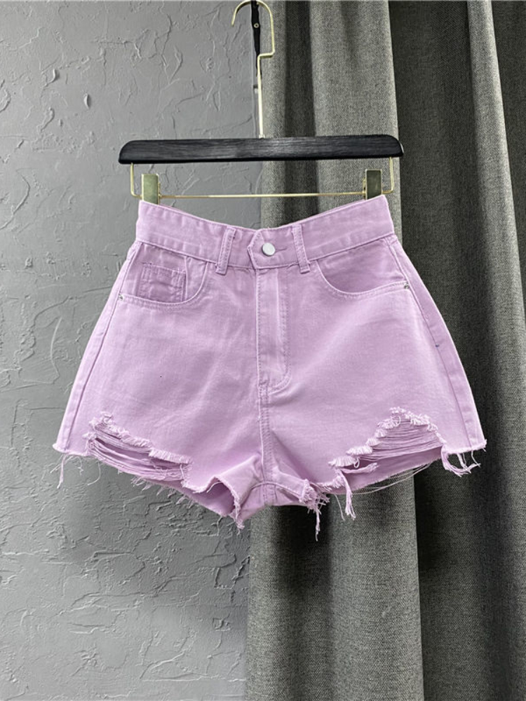 Women's Shorts Women's denim shorts High waisted casual solid zipper flying fashion shorts Loose sexy green A-shaped pants summer 230412