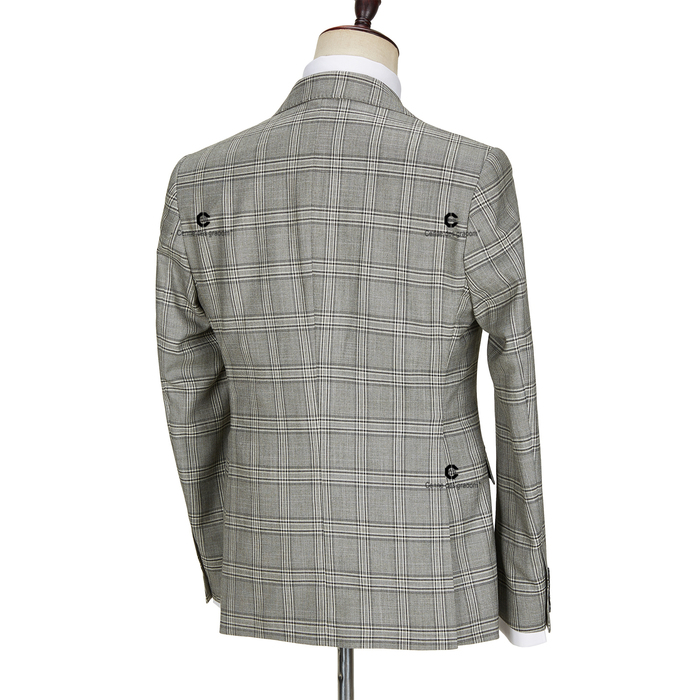 Men's Suits Blazers Cenne Des Graoom Classic Glen Plaid 3 Piece Vintage Men Suits Blazer Black Vest Pants Tailor-Made For Daily Meeting Wedding 2