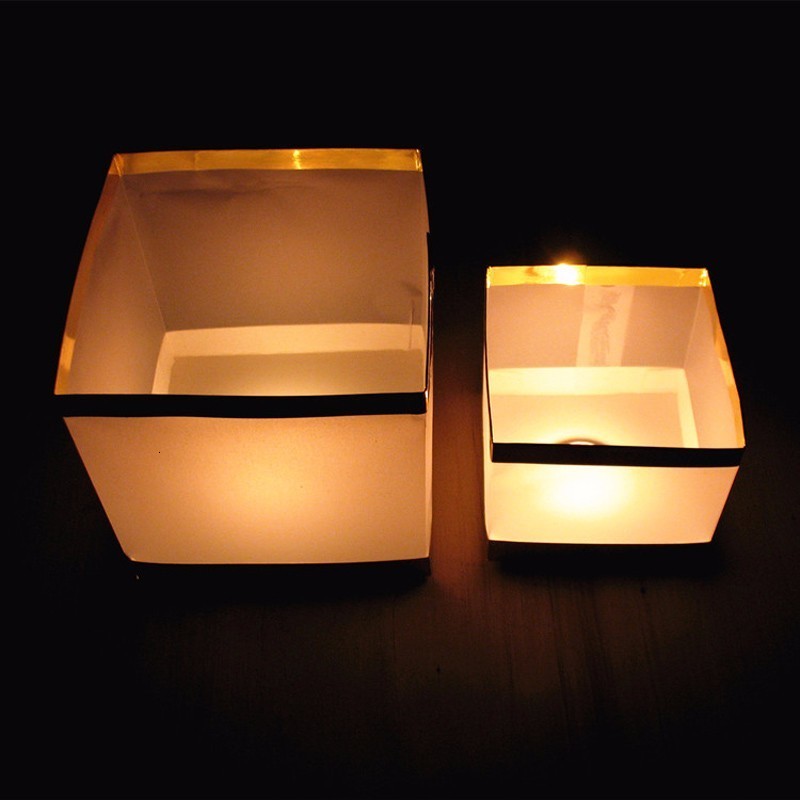 Other Event Party Supplies 30pcslot Chinese GoldSilver Square Paper ing Floating Water River Candle Lanterns Lamp Light 15CM 230327