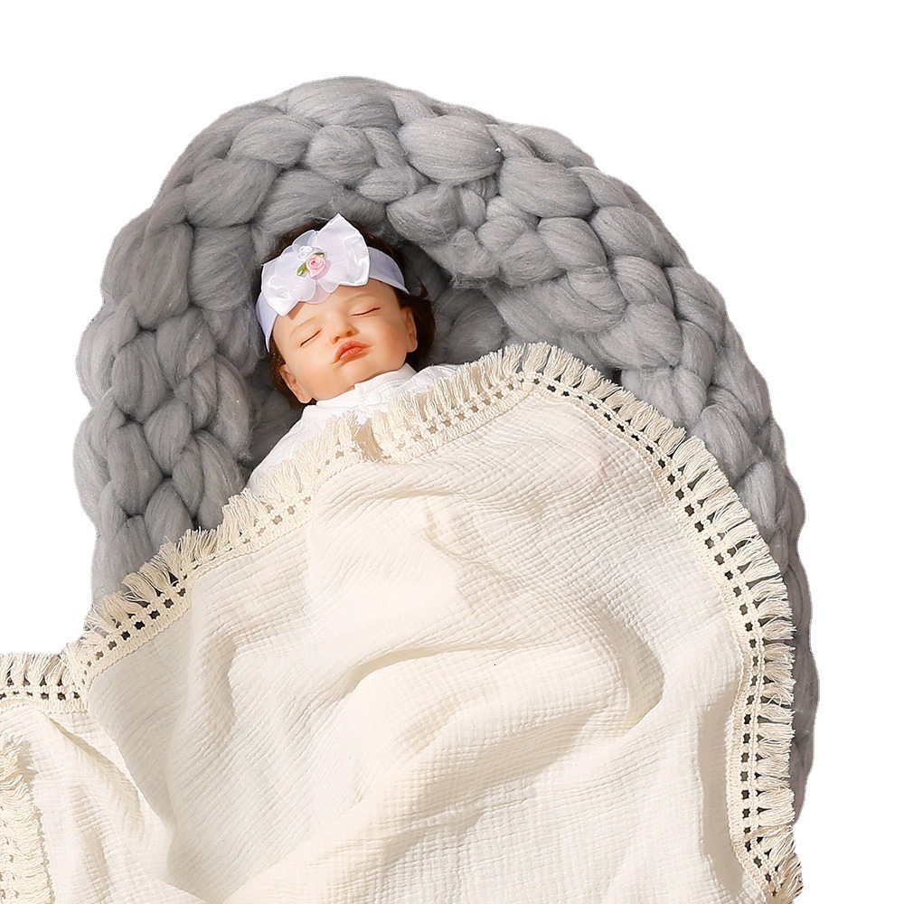 Blankets Swaddling Organic Cotton born Muslin Swaddle Baby Fashion Soft Fringe Wrap Blanket Cute Infant Sleeping Quilt Bed Cover 230328