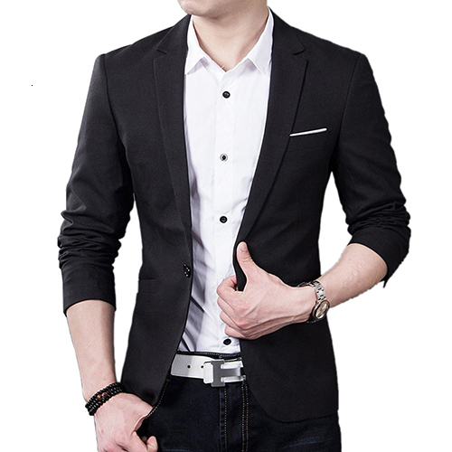 Men's Suits Blazers Men's Solid Color Step Collar Slim Blazer Formal Business Wear One Button Suit Highend Men Casual Business Suit costume 
