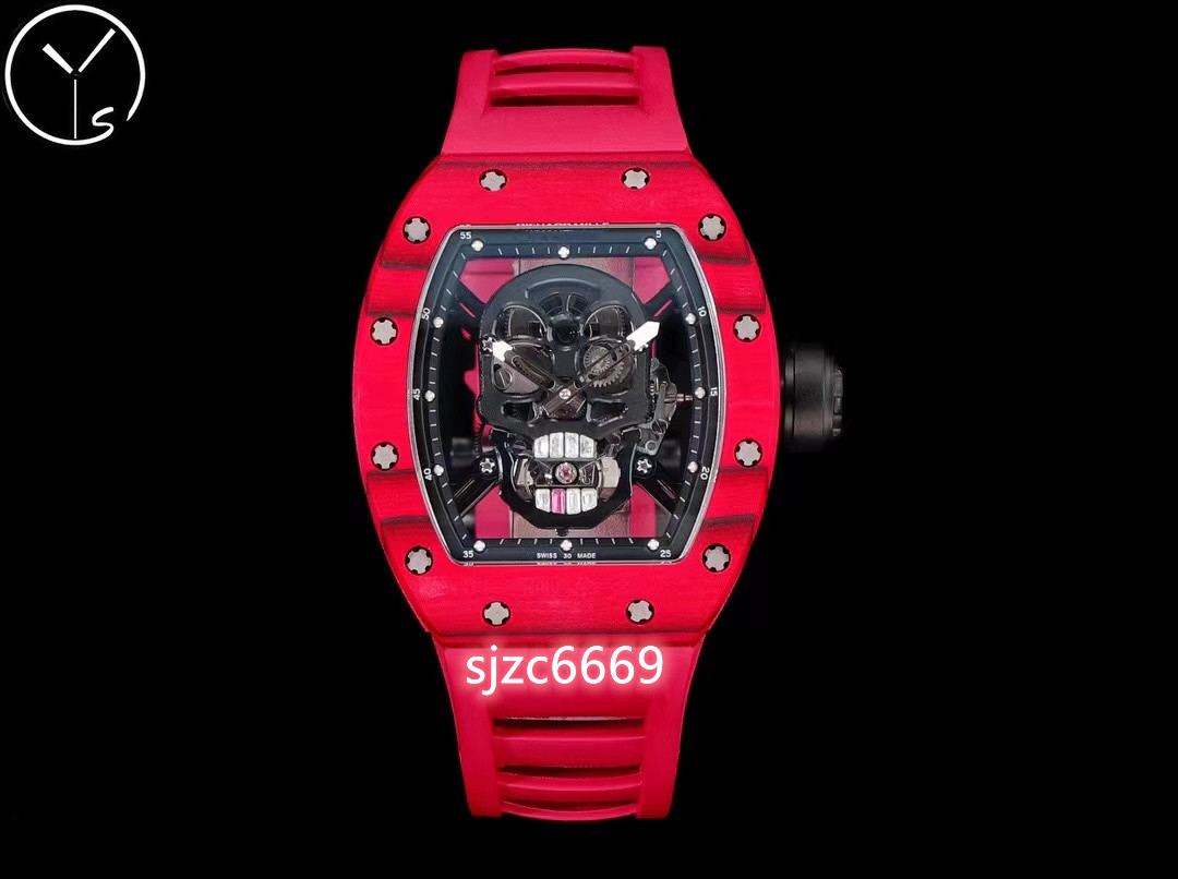 YS RM052 is 49.8X44.3X16.4mm with tourbillon movement sapphire glass mirror carbon fiber case natural rubber strap, As shown
YS RM052 is 49.8X44.3X16.4mm with tourbillon movement sapphire glass mirror carbon fiber case natural rubber strap, As shown