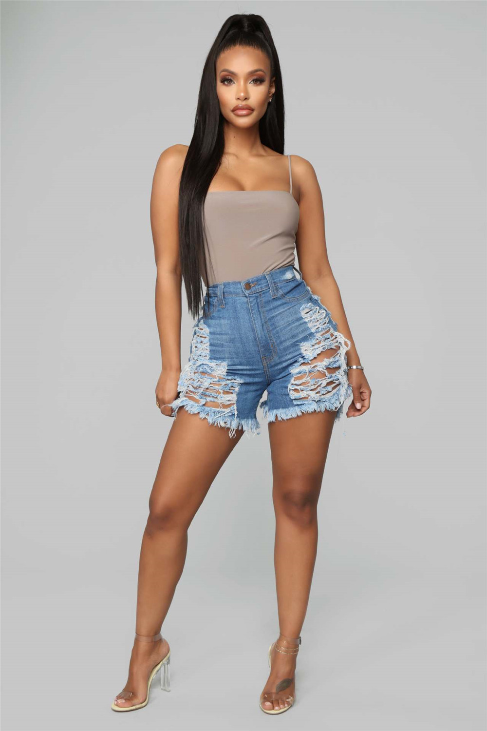 Designer Summer Denim Shorts Women Jeans Vantage Ripped High Waist Stretchy Shorts Fashion Washed Retro Denim Shorts Bulk Clothes 9595