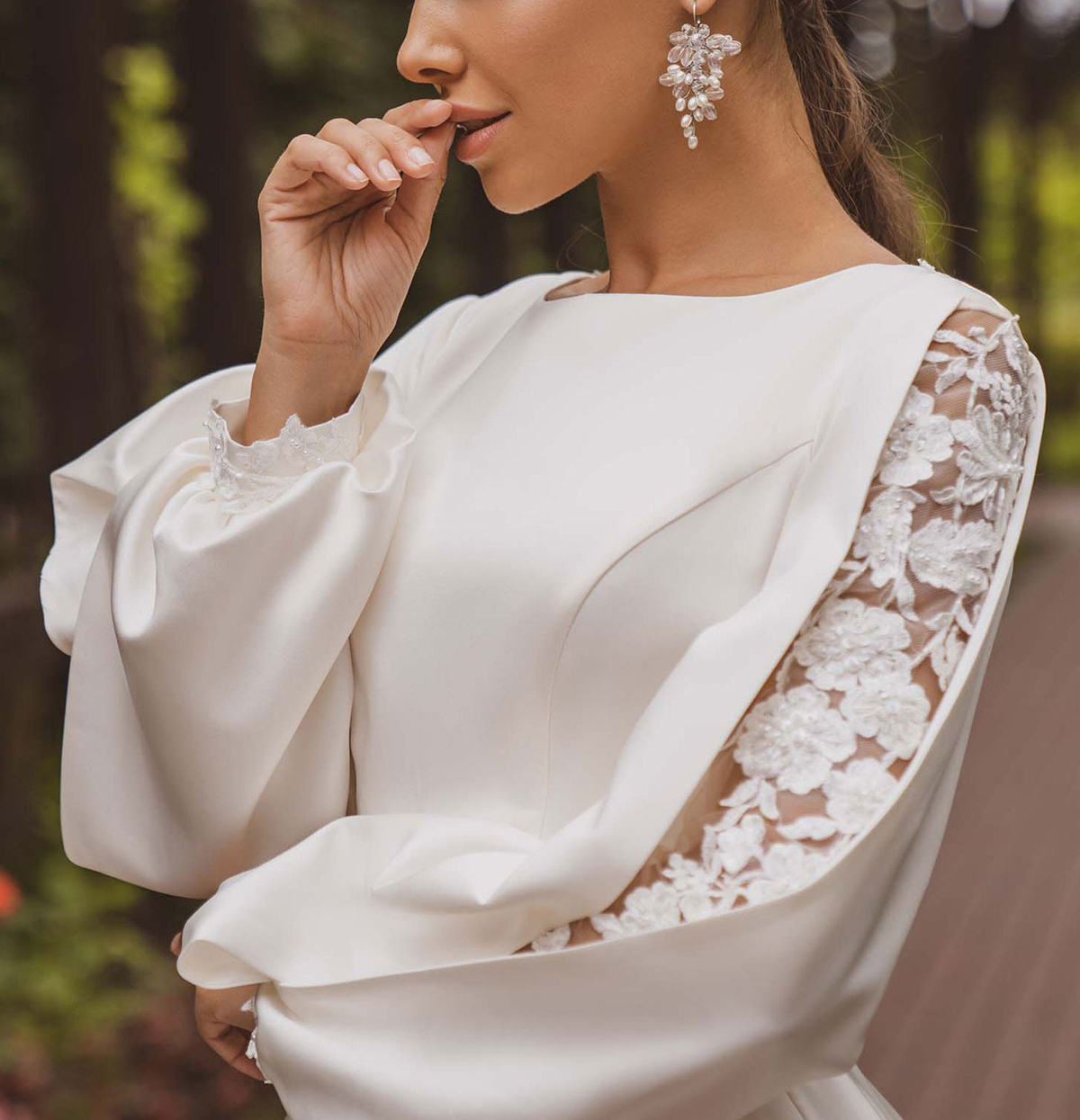 Bride Gowns Pastrol A-Line Wedding Dresses With 3D-Flower New Purity Full Sleeve Bridal Gown Custom Made Brush Train Robes De Mariee Vestidos De Novia
