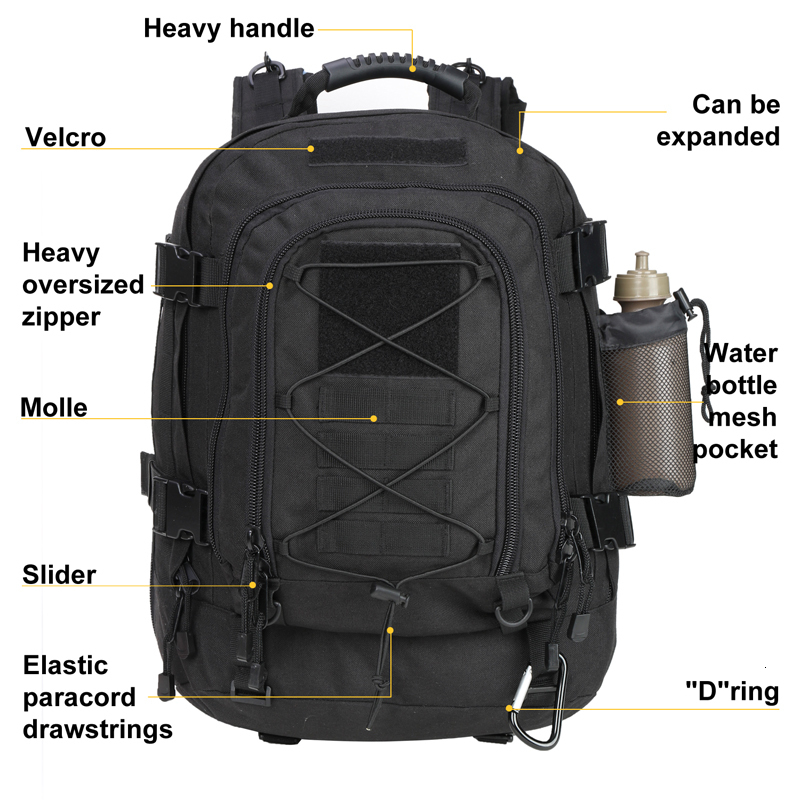 School Bags Large 60L Tactical Backpack for Men Women Outdoor Water Resistant Hiking s Travel Laptop s 230328