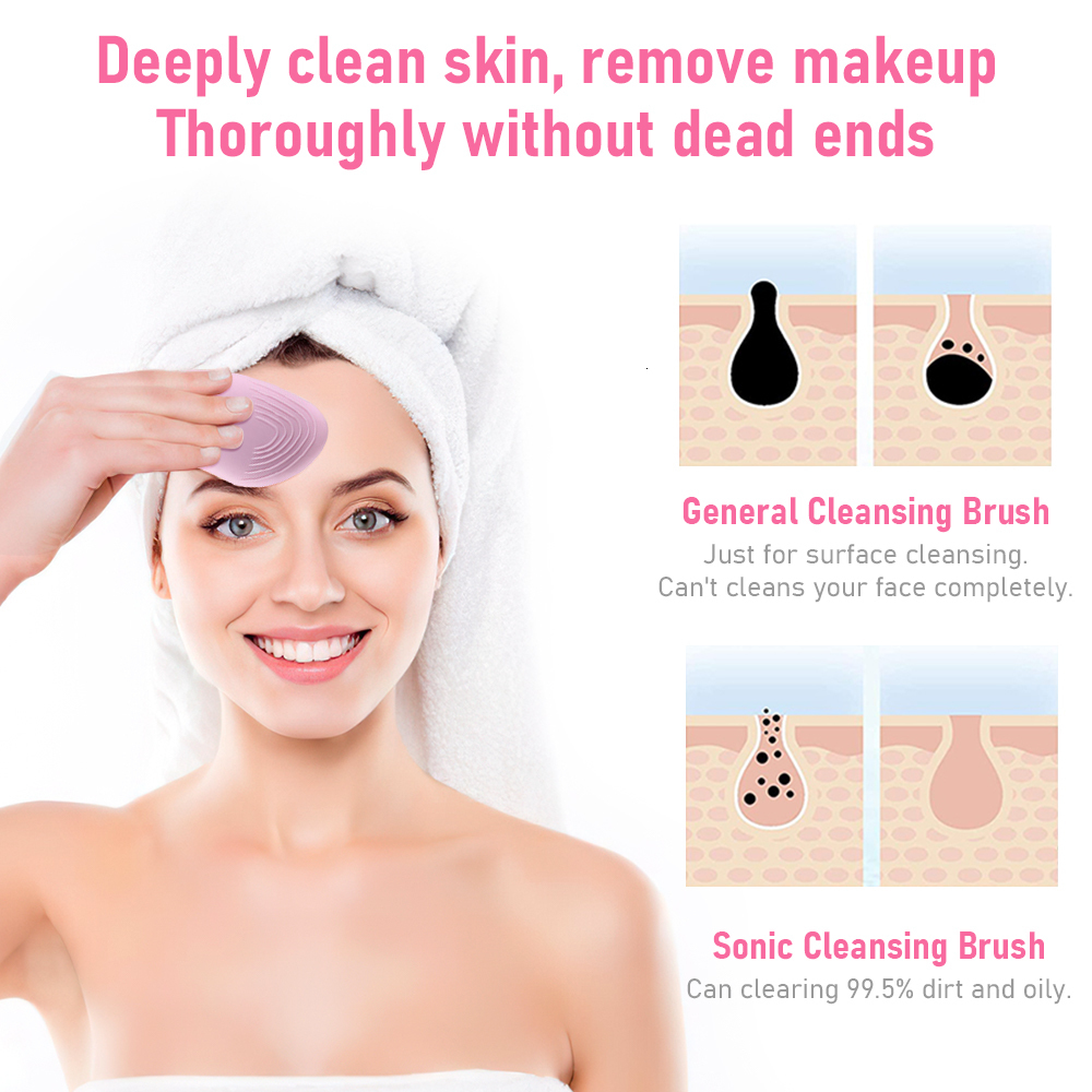 Cleaning Tools Accessories Mini Electric Cleansing Brush Ultrasonic Silicone Face Cleaner Deep Pore Cleaning Skin Massager Face Cleaner Brush Device 2