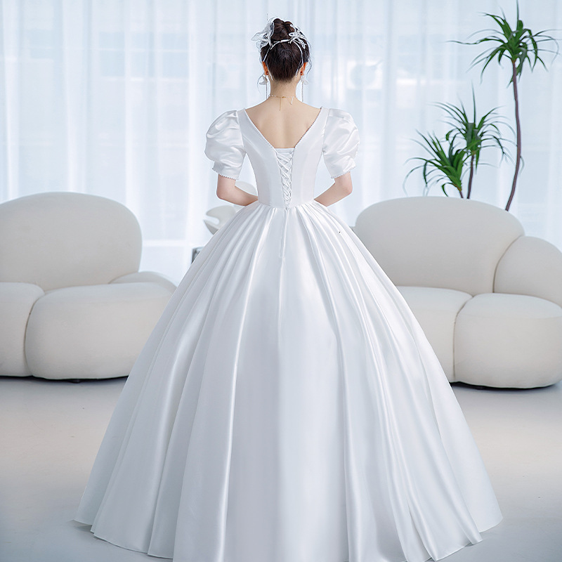 Party Dresses Vintage Princess Wedding Satin Simple Gown Shining Beading Slim Bridal Plus Size Robe De Mariee 230328