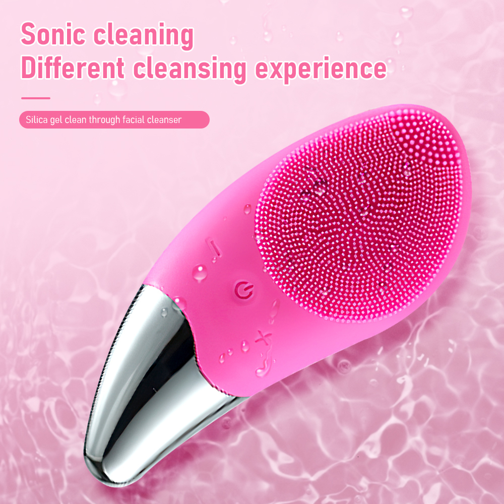 Cleaning Tools Accessories Mini Electric Cleansing Brush Ultrasonic Silicone Face Cleaner Deep Pore Cleaning Skin Massager Face Cleaner Brush Device 2