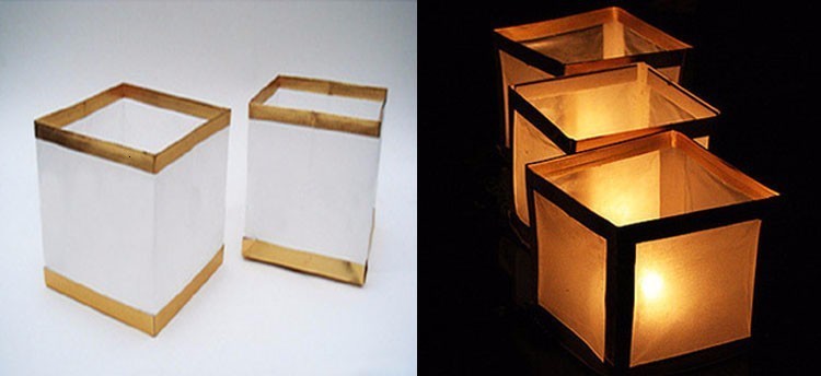 Other Event Party Supplies 30pcslot Chinese GoldSilver Square Paper ing Floating Water River Candle Lanterns Lamp Light 15CM 230327