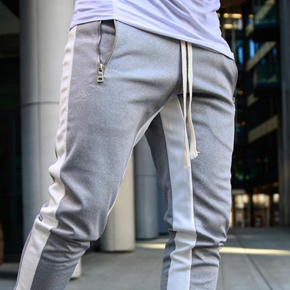 Mens Jeans Men Jogger Pants Fitness Bodybuilding Gym Long Sweatpants Contrast Colors Elastic Waist Drawstring Breathable Autumn Trousers 230327 - view 6