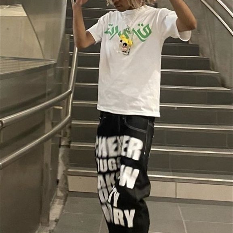 Mens Jeans Y2k Star Patchwork Women Streetwear High Waist Rise Straight Leg Denim Cargo Pants Baggy Harajuku Vintage Casual 90s Jean 230327