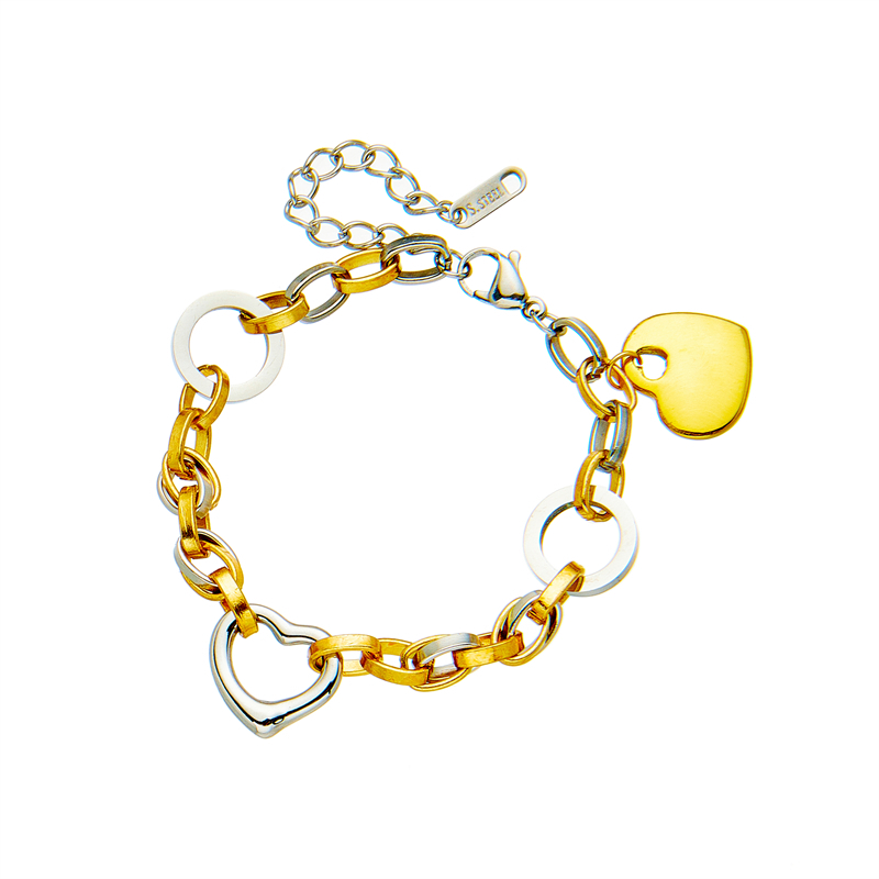 Charm Bracelets DIEYURO 316L Stainless Steel Heart Charm Bracelet For Women Hip Hop Street Trend Girls Wrist Jewelry Fashion Party Wedding Gifts 23032