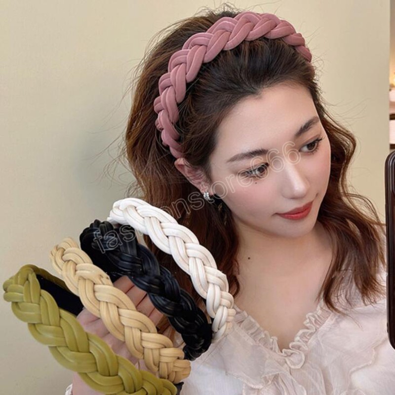Fashion Women Headband Handmade Braided Hairband Girls Solid Color Headwear Hair Accessories