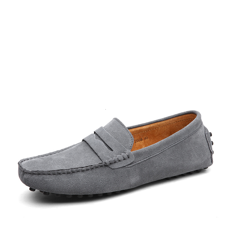 Men's Genuine Leather Loafers Casual Slip On Driving Shoes Breathable Comfortable Flats Navy Blue dh911125171