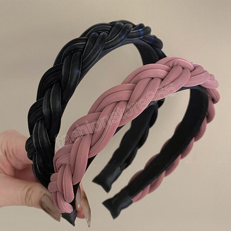 Fashion Women Headband Handmade Braided Hairband Girls Solid Color Headwear Hair Accessories