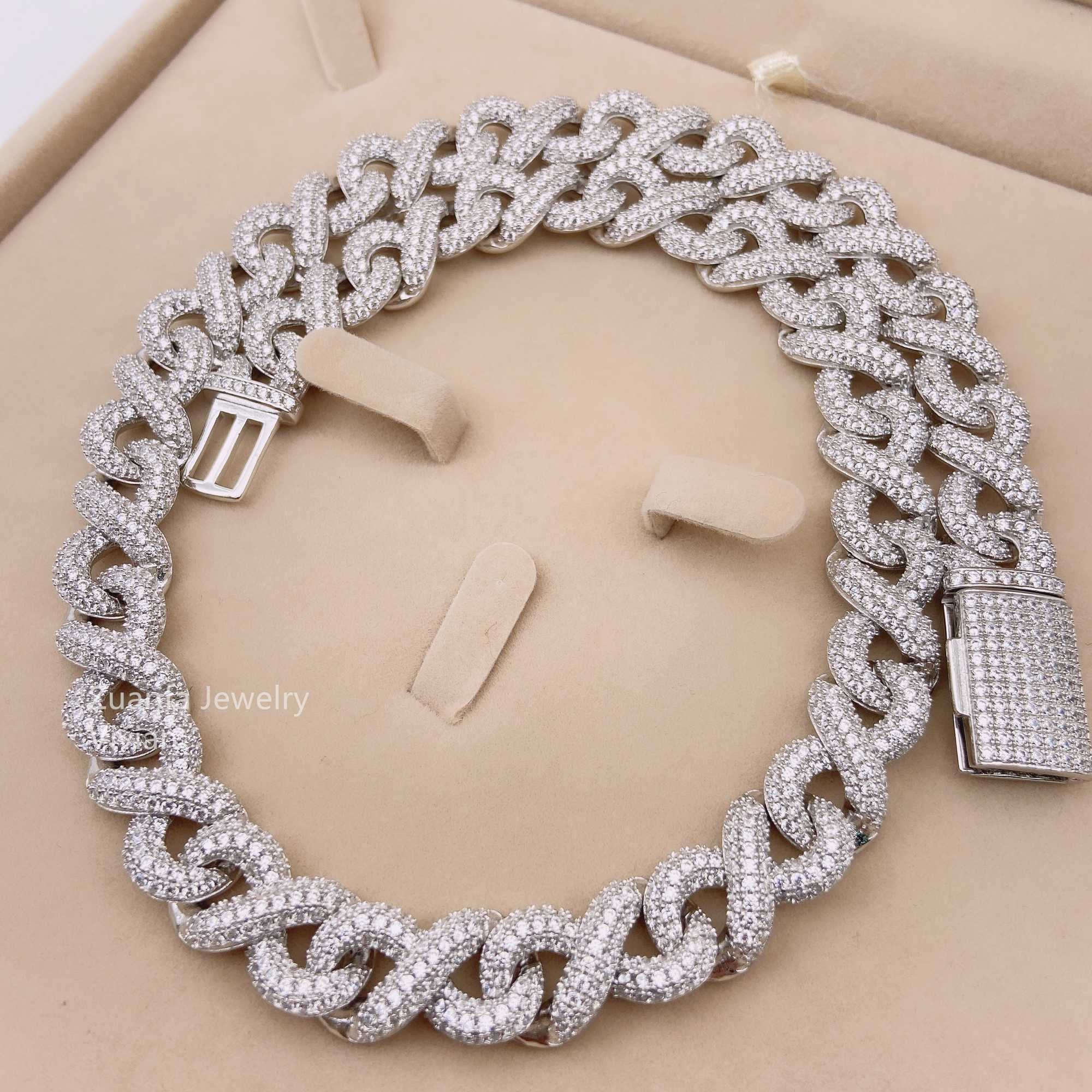 Trendy 2022 13mm Width Rope Chain Necklace Sterling Silver 925 Iced Out Vvs Moissanite Diamond Miami Cuban Link