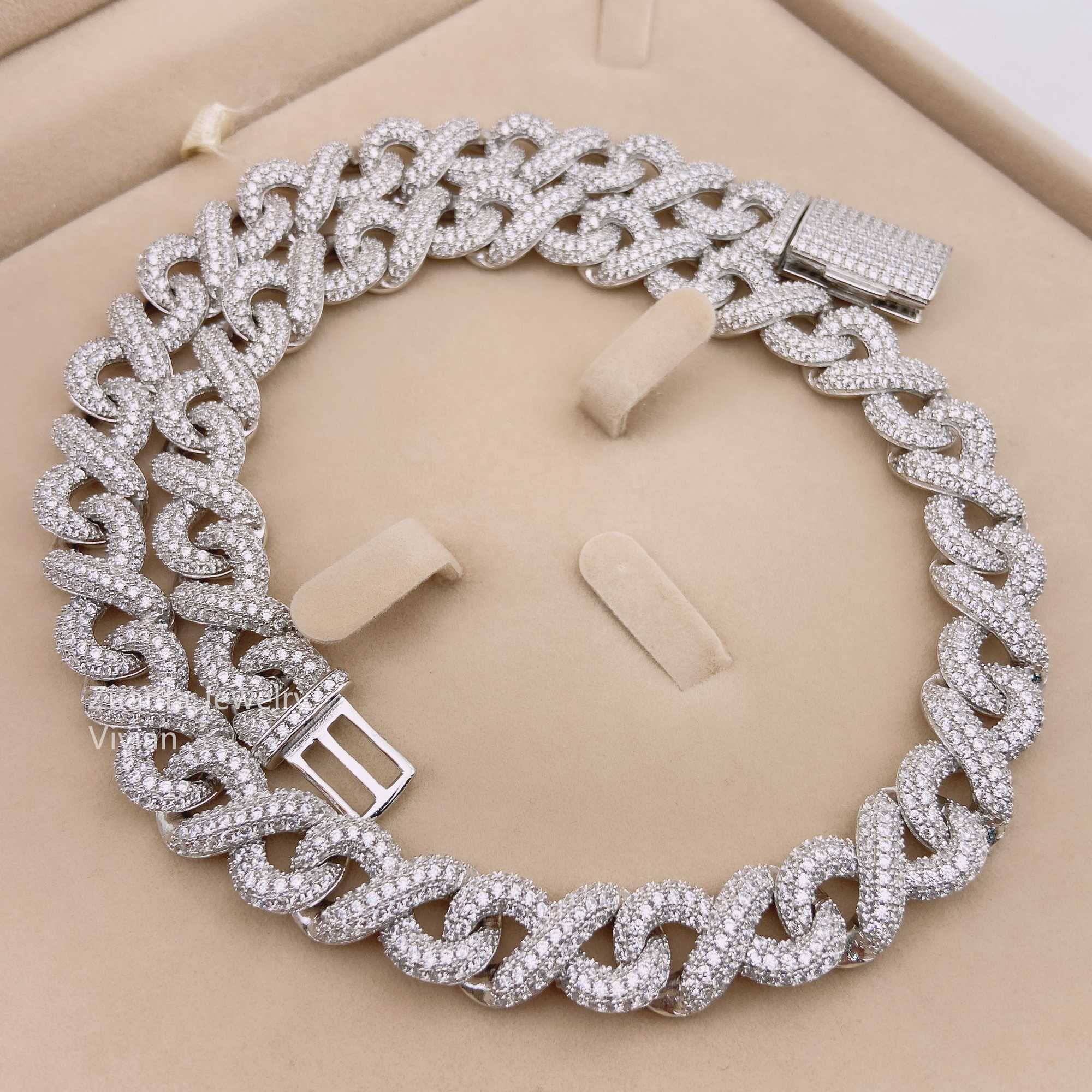 Trendy 2022 13mm Width Rope Chain Necklace Sterling Silver 925 Iced Out Vvs Moissanite Diamond Miami Cuban Link