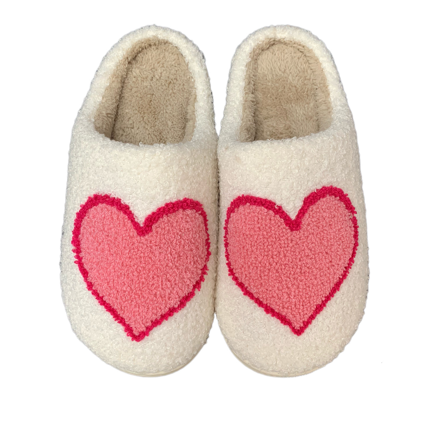 Slippers Love Heart Embroidery Bedroom Cozy Warm Indoor Slippers Woman Girl Shoes 230327