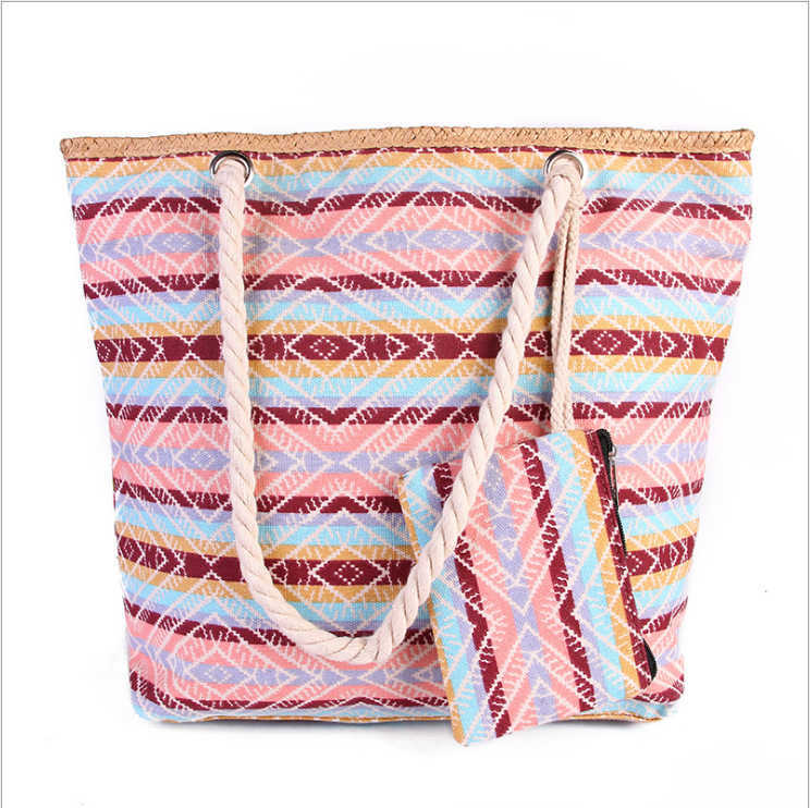 CMM Beach Bags New Beach Bag Women s Colorful Large Capacity Canvas Carry a Handbag with Small Change When You Go Out 230327