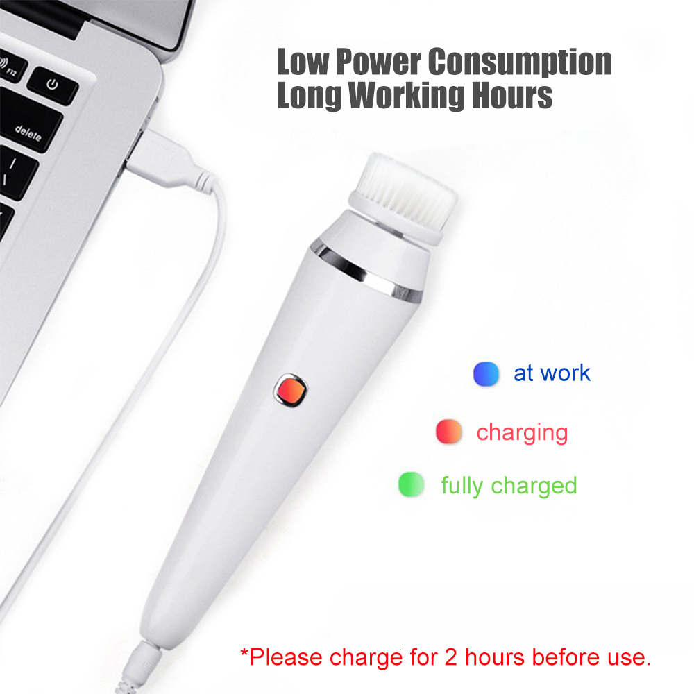 Cleaning Tools Accessories 4 in 1 Electric Brush Face Skin Spa Cleansing USB Rechargeable Massager Cleaner with 4 Heads Skin Care Clean Beauty Tool 23