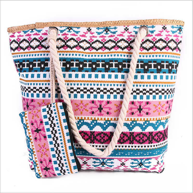 CMM Beach Bags New Beach Bag Women s Colorful Large Capacity Canvas Carry a Handbag with Small Change When You Go Out 230327