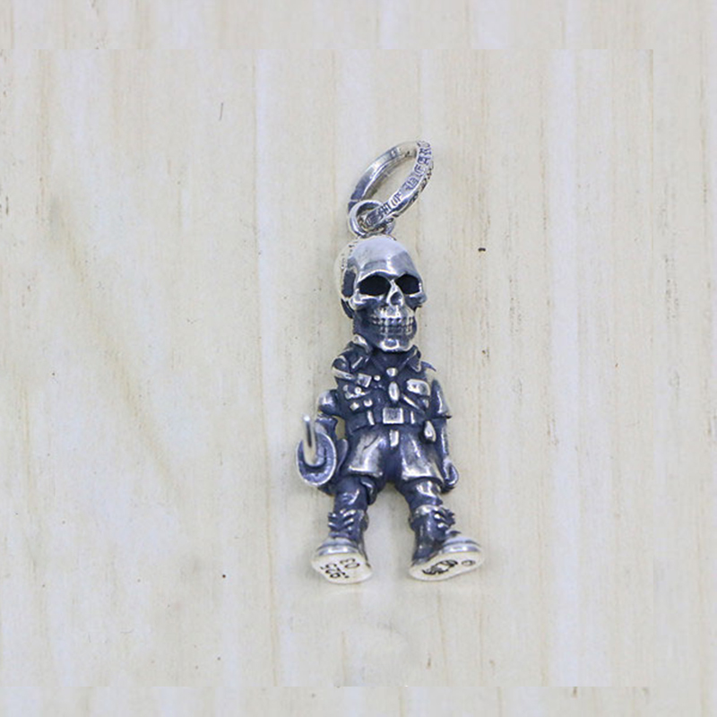 S925 Sterling Silver Pendant Personalized Fashion Simple Couple Creative Skull Man Net Red Hip Hop Punk Style Jewelry Lover Gift