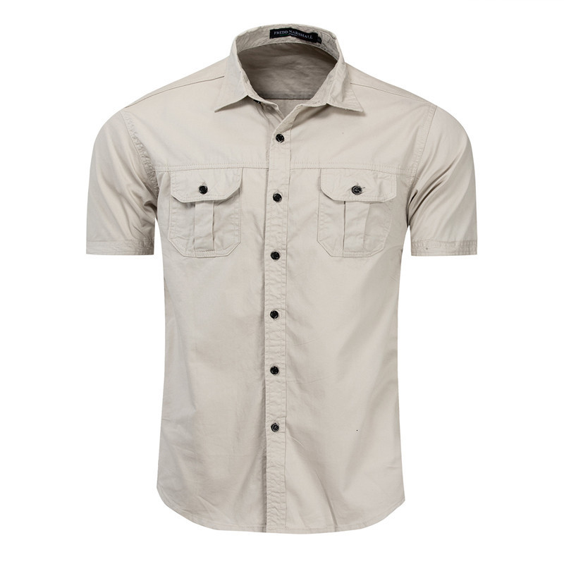 Men's Casual Shirts Fashion men's casual business shirt Short sleeved military goods shirt High quality cotton shirt Work shirt Men's c