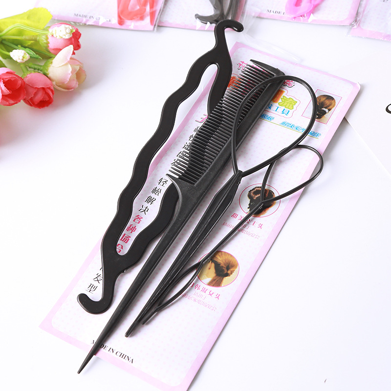 Magic Hair Braid Ponytail Creator Double Hooks Plastic Loop Styling Tools Tail Clip Hair Twist Styling Clip With Combs 4pcs/set Herramientas De Estilo