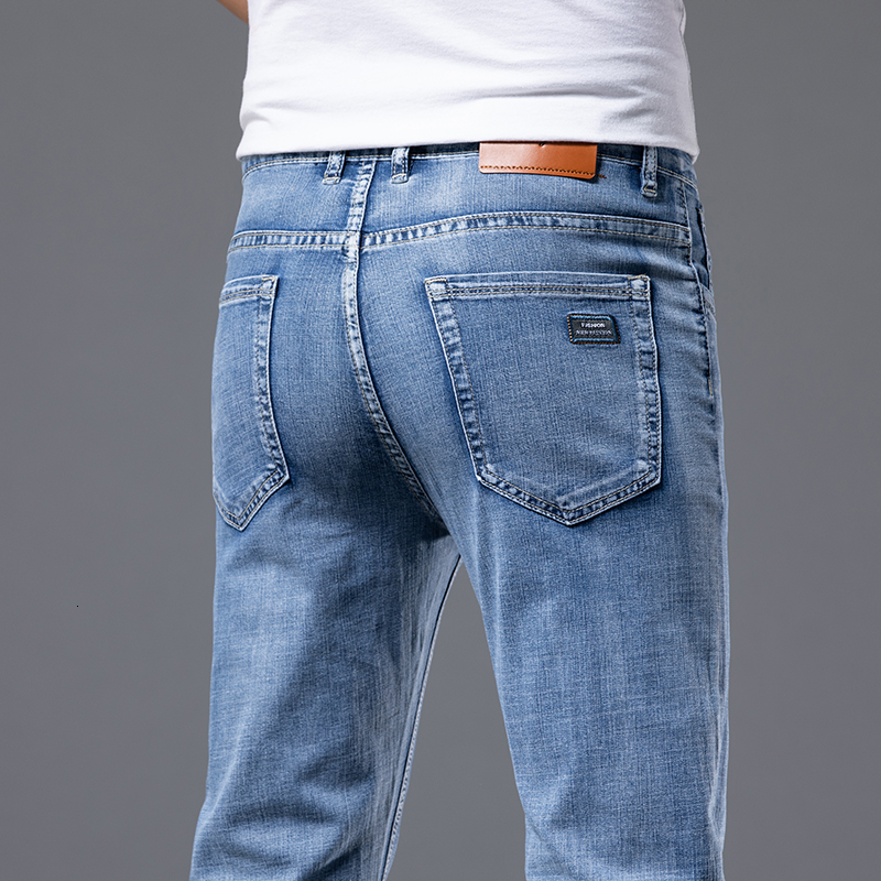 Men's Jeans Spring Summer Men Stretch Lightwight Jeans Fashion Casual Slim Fit Denim Trousers Male Blue Pants Men Thin Jeans Clothing 230329