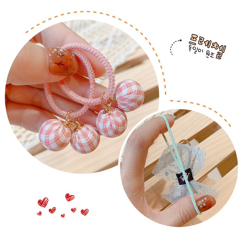 Hair Accessories 10PcsSet Baby Rope Cartoon Flower Lace Bows Kids Rubber Bands Sweet Princess Elastic Children Girl 230328