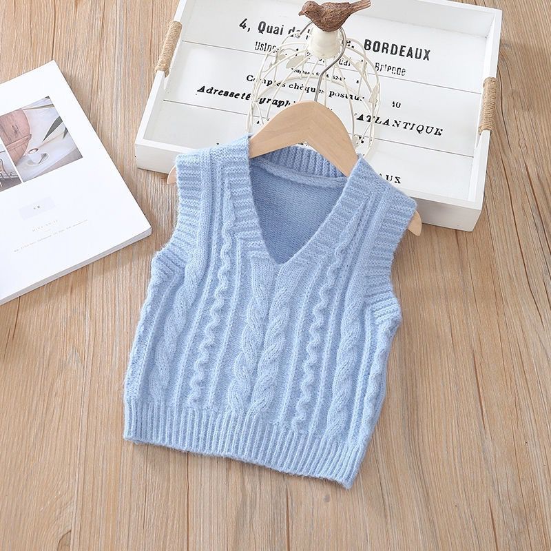 Waistcoat Baby Boy Girl Sweater Vest Cotton Infant Toddler Child Knit Waistcoat Twist Sweater Sleeveless Spring Autumn Baby Clothes 1-8Y 230329