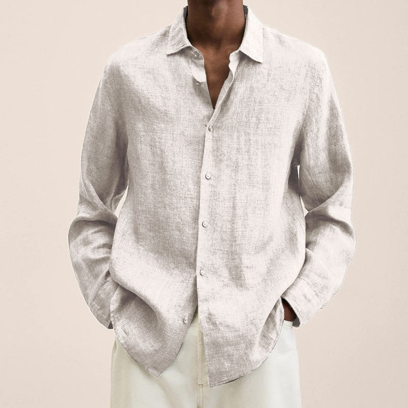 Men's Casual Shirts Spring Men's Thin Shirt Loose Solid Long Sleeve Polo Vintage Shirt Autumn Men's Shirt Cool Top M-5XL 230412