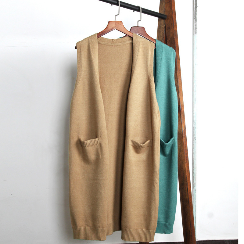 Women's Vests Spring Sleeveless Long Sleeve Knitted Tank Top Women's Solid Wool Cardigan Coat Korean Fashion V-Neck Women's Sweater Win