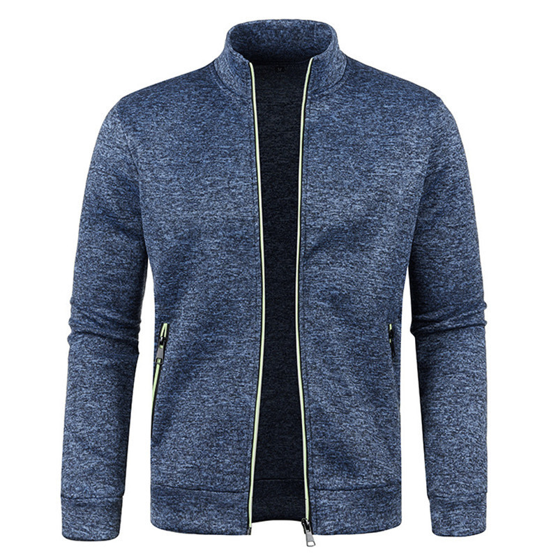 Men's Jackets Autumn Winter Men's Jacket Coat Stand Collar Zipper Jackets Man Slim Fleece Jacket Thick Cardigan Warm Knit Sweater Men Clothi