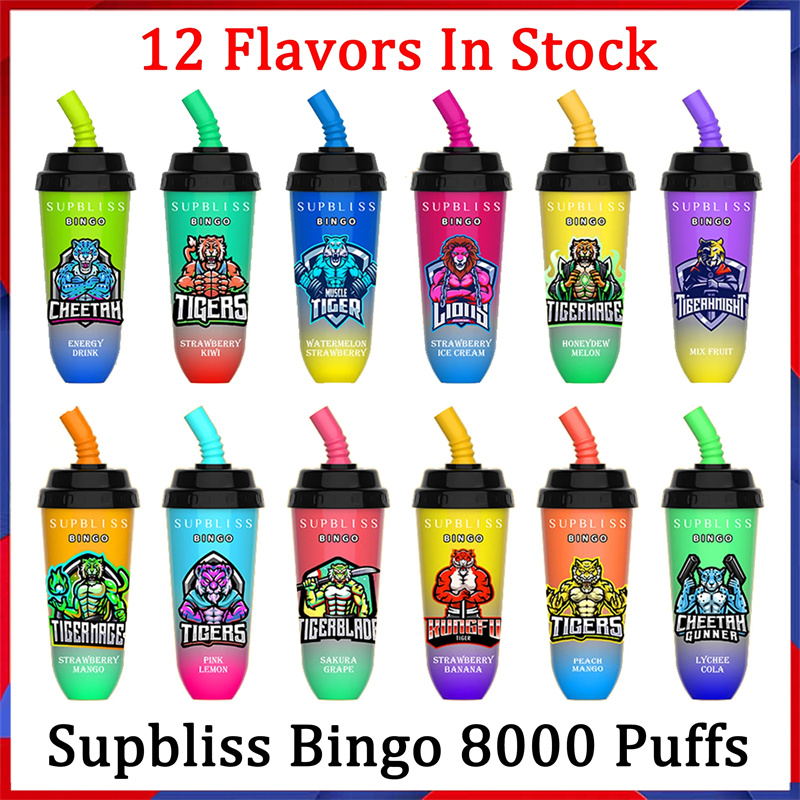 Original Supbliss Bingo 8000 Puffs Disposable E cigarettes Vape Pen starter kit 16ml Pod 600mah Rechargeable With Mesh Coil 0/2/3/5%nic Authentic wholesale
Original Supbliss Bingo 8000 Puffs Disposable E cigarettes Vape Pen starter kit 16ml Pod 600mah Rechargeable With Mesh Coil 0/2/3/5%nic Authentic wholesale