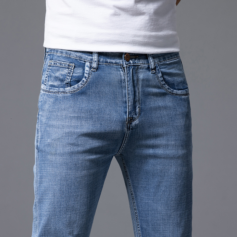Men's Jeans Spring Summer Men Stretch Lightwight Jeans Fashion Casual Slim Fit Denim Trousers Male Blue Pants Men Thin Jeans Clothing 230329
