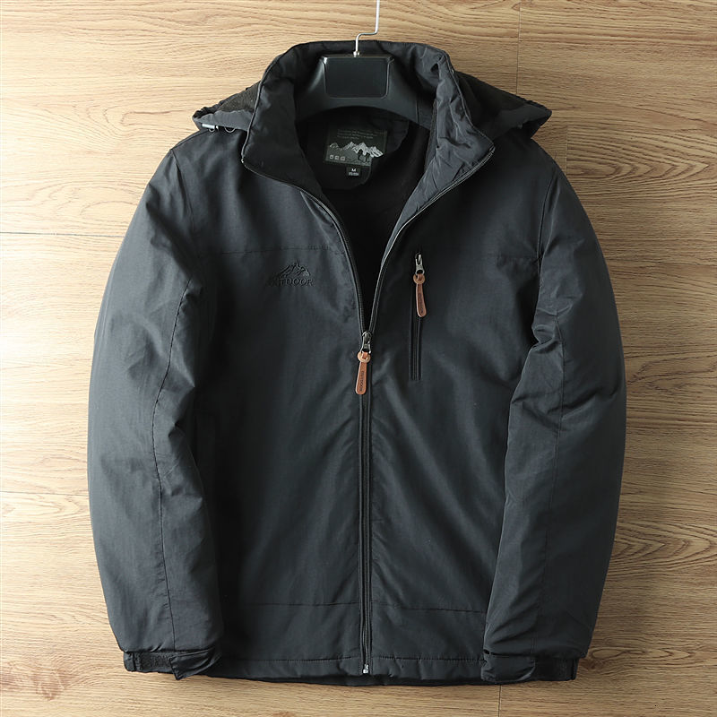 Men's Jackets Spring and Autumn Windbreaker Wool Lining Warm Hooded Jacket Men's Coat Waterproof Jacket Outdoor Hiking Jacket with Oversize 