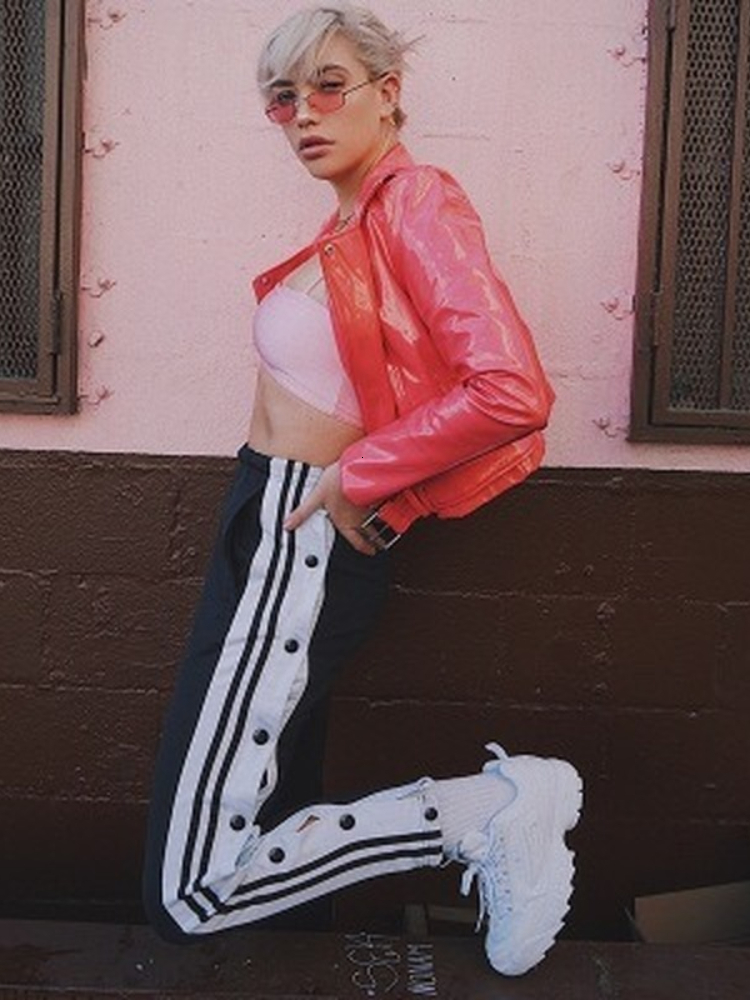 Womens Pants Capris HOUZHOU Joggers Sweatpants Casual Wide Leg Female Stripe Hip Hop Sports Streetwear Button Trousers Vintage 230329