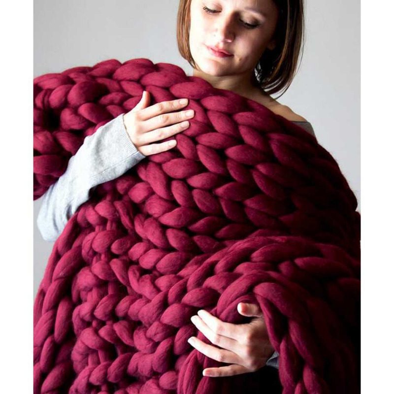 Blankets Fashion Chunky Merino Wool Blanket Thick Big Yarn Roving Knitted Blanket Winter warm Throw Blankets sofa bed blanket 230329