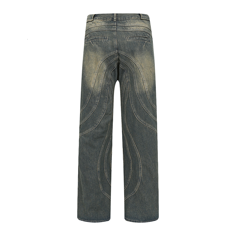 Men's Jeans Vintage Y2K Painted Circle Striped Straight Flare Pants Men's Harajuku Streetwear Casual Baggy Jeans Oversized Denim Trousers 23
