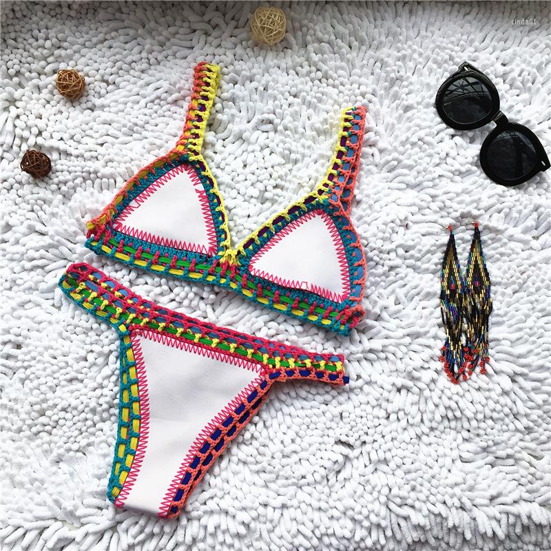 Womens Swimwear Micro Bikini Women Handmade Crochet Halter Patchwork Bathing Suit Swimsuit Biquini Thong Trajes De Banos AAA Discount for in-store pur