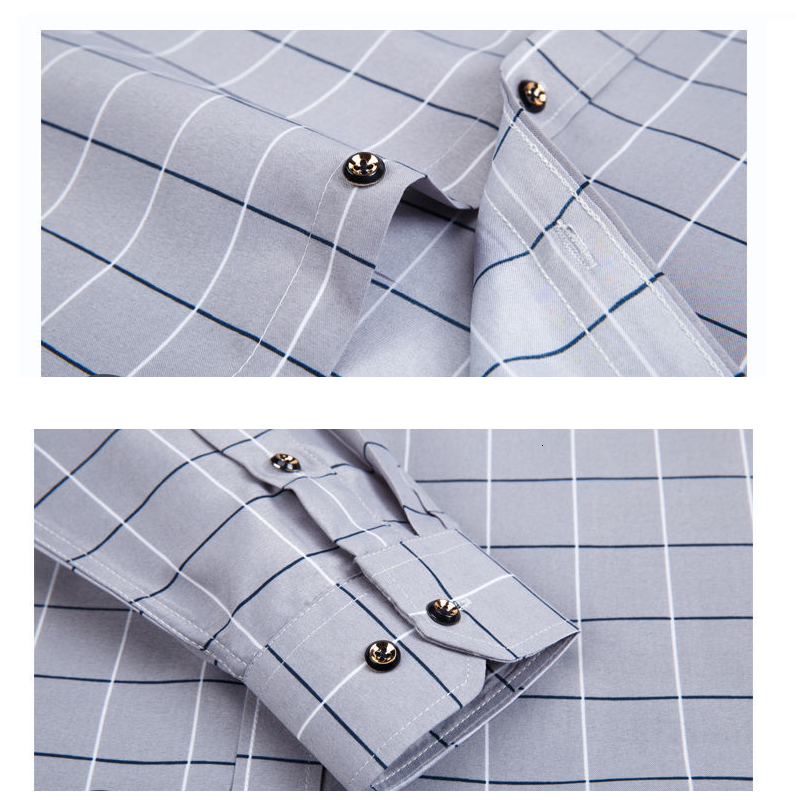 Men's Casual Shirts Thin Long Sleeve Printed Shirt Men's Korean Slim Fit Plaid Shirt Casual Business Dress Shirts Fashion Striped Streetwear