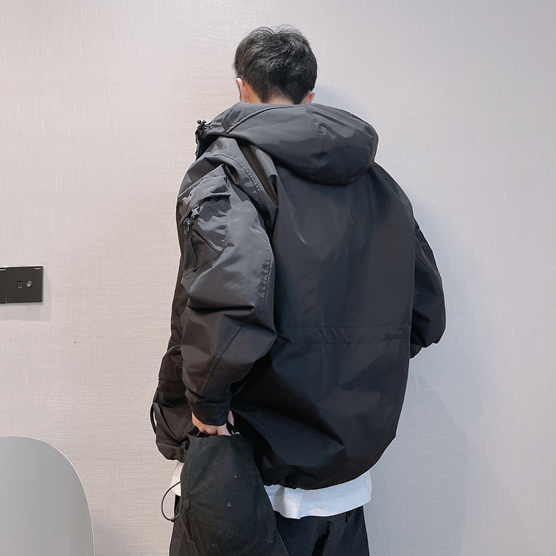 Men's Jackets Mountain Series Outdoor Multi-Pocket Hooded Cargo Jackets Japanese Streetwear Waterproof Coat Harajuku Casual Tops Men Clothing 230