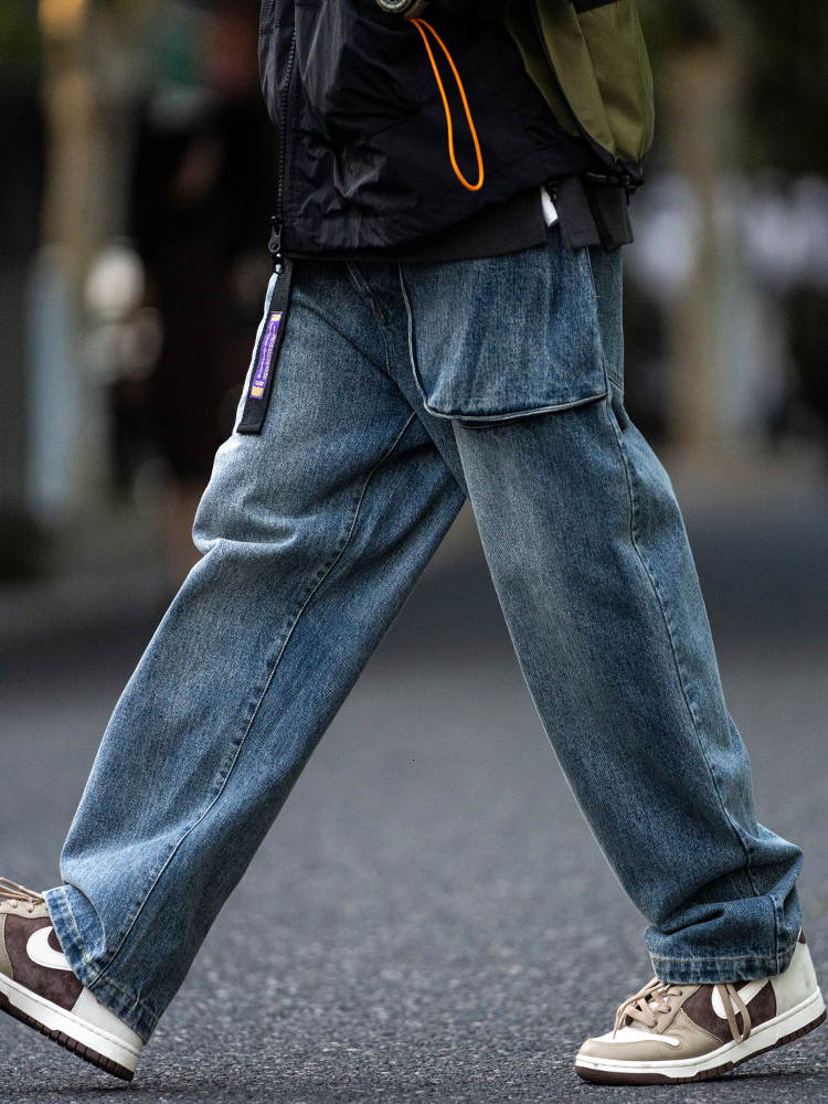 Men's Jeans Japanese Streetwear High Quality Distressed Jeans Men Clothing Harajuku Casual Denim Cargo Pants Korean Hip Hop Trousers Male 230329