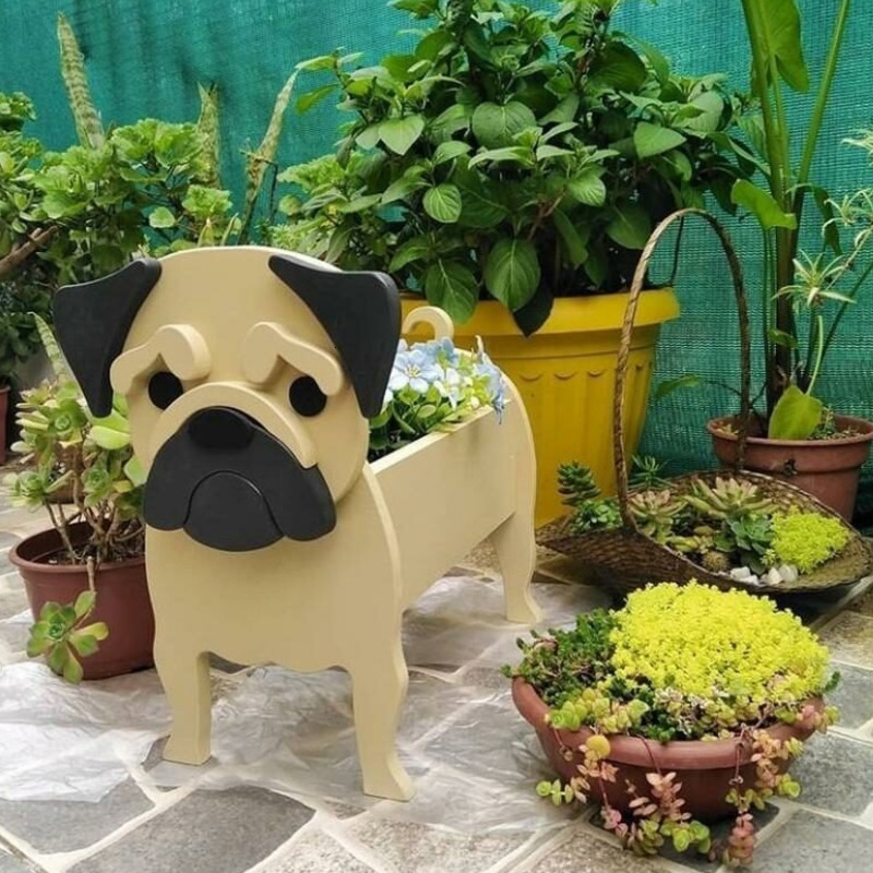 Planters Pots Garden Flower Pot Dog Schnauzer Bulldog Poodle Corgi Yorkshire DIY PVC Home Decor 230329