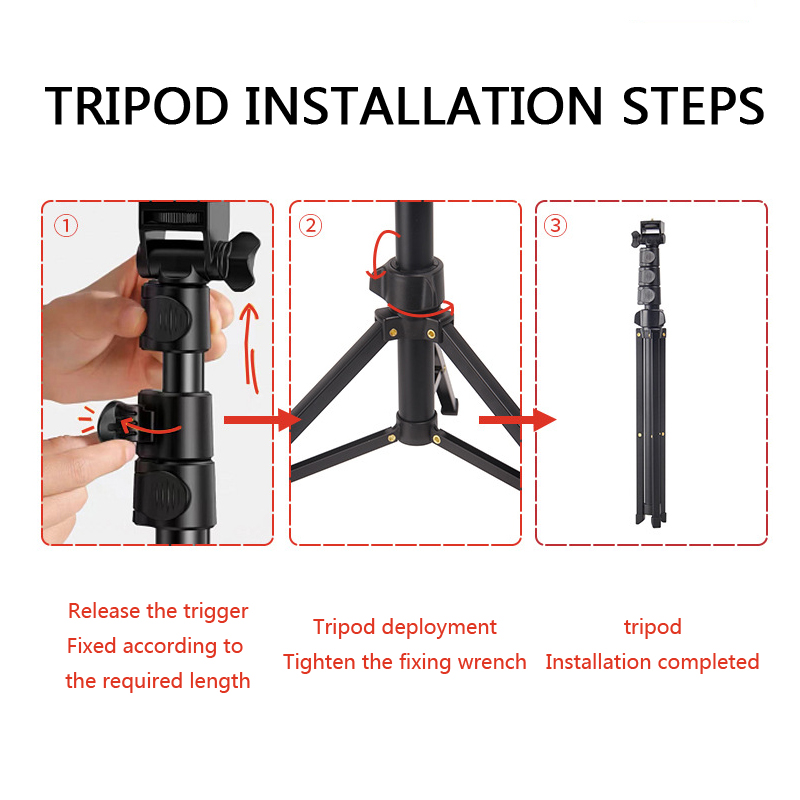 1.7m phone stand and selfie tripod landing multi-function outdoor live broadcast expandable camera and phone tripod with phone clip