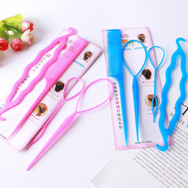 Magic Hair Braid Ponytail Creator Double Hooks Plastic Loop Styling Tools Tail Clip Hair Twist Styling Clip With Combs 4pcs/set Herramientas De Estilo
